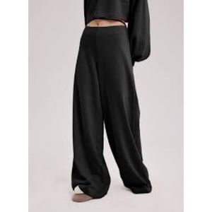 Nap Cotton Jersey Wide-Leg Pants - Black Grey